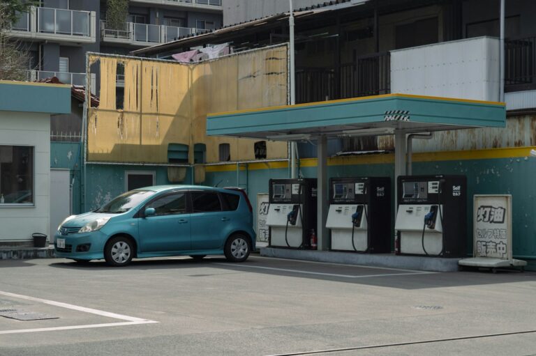Car at a Japanese gas station in Kawagoe
