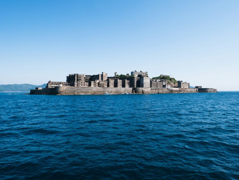 Gunkanjima (Hashima Island) seen from the sea off Nagasaki