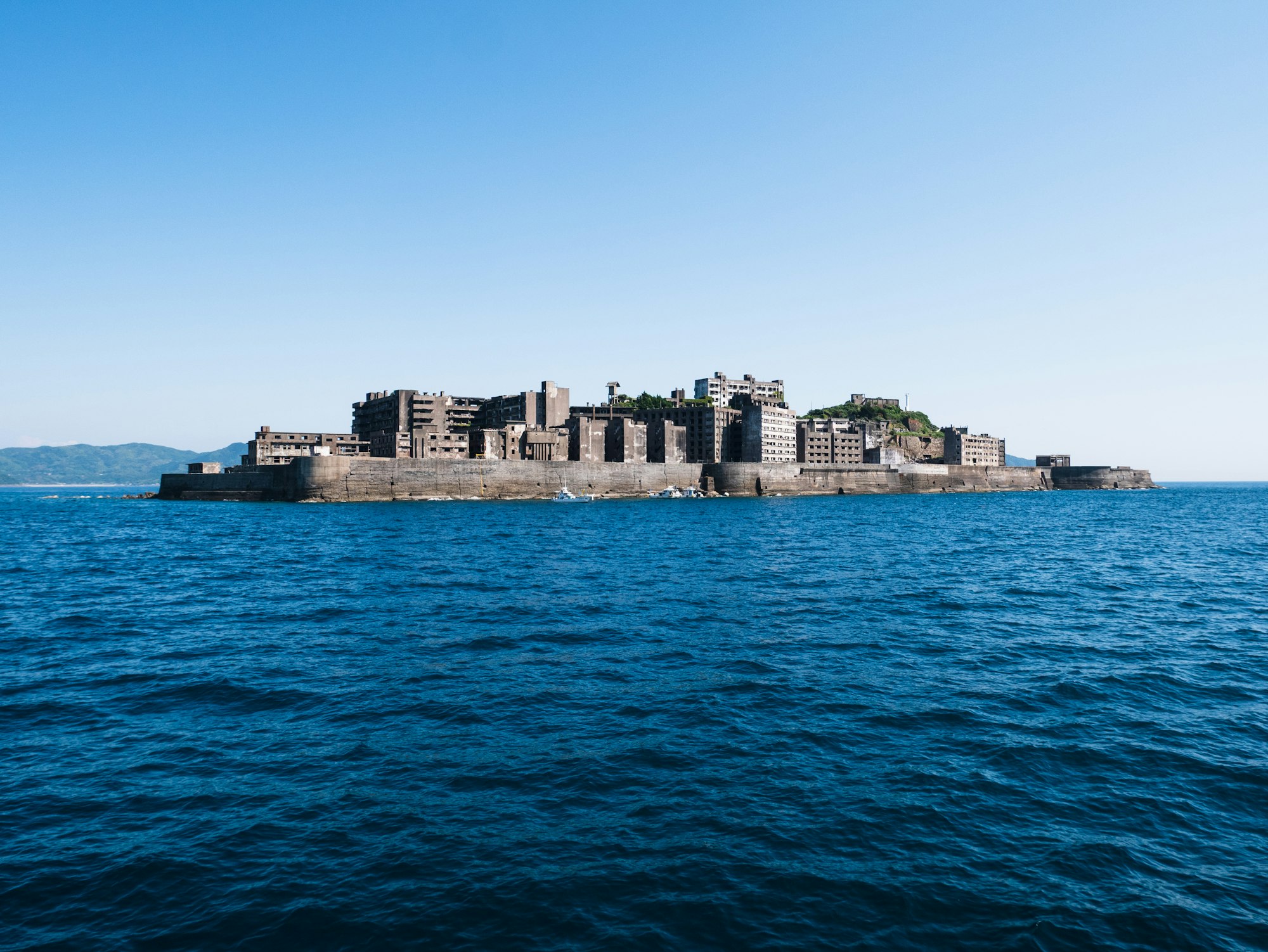 Gunkanjima (Hashima Island) seen from the sea off Nagasaki