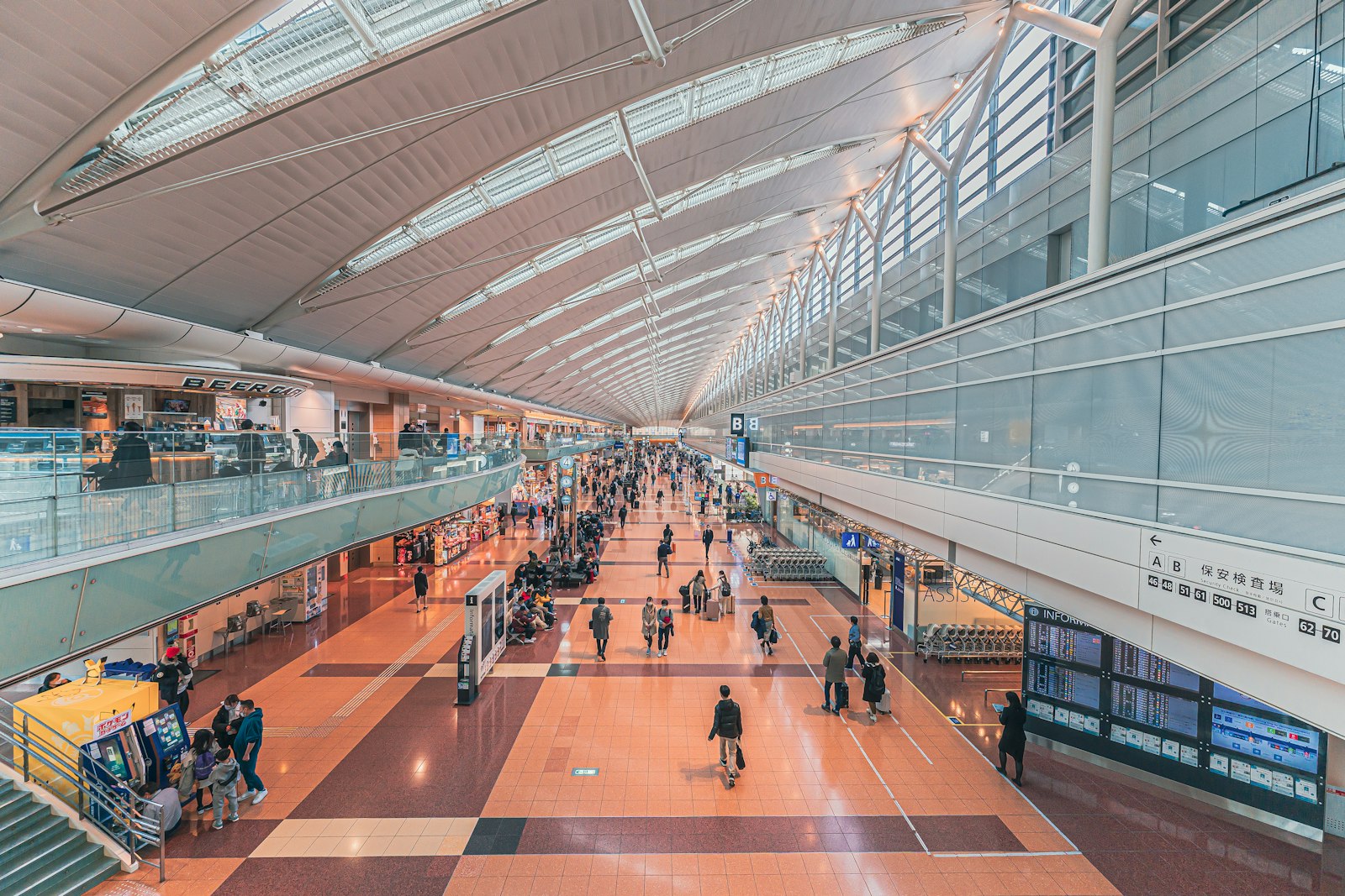 Bright airport terminal hall in Japan