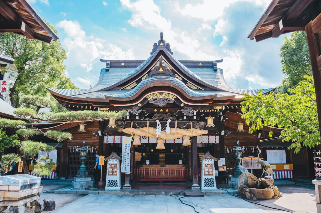 The main hall of Kushida Shrine in Hakata, Fukuoka