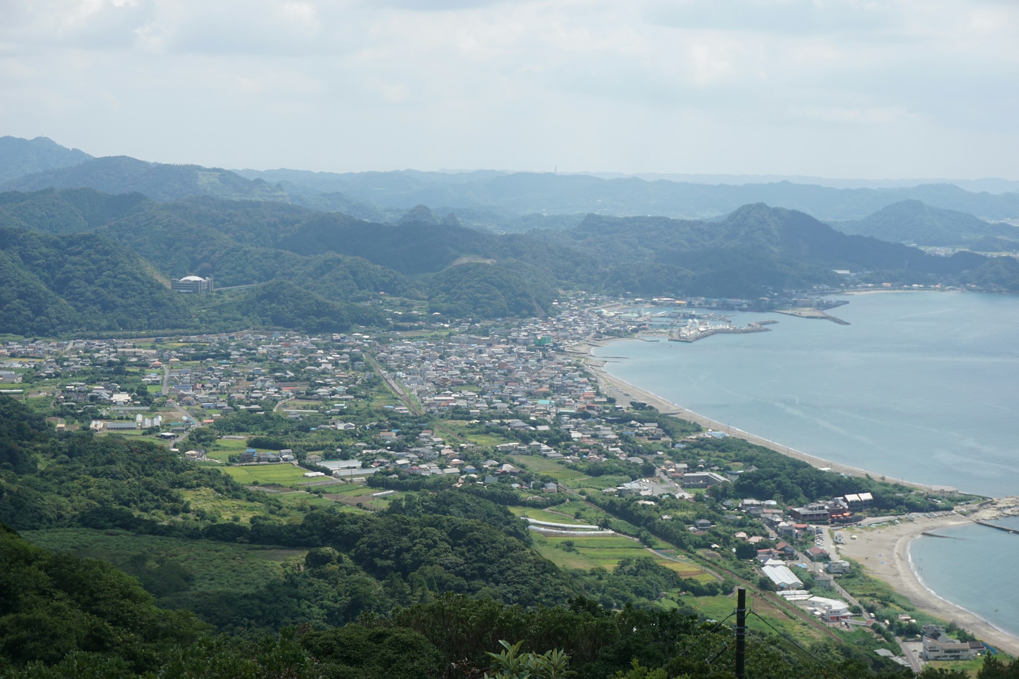 View over the Kyonan coastline and Tokyo Bay from the summit of Mount Nokogiri in Chiba