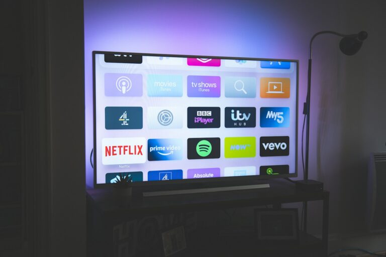 TV screen showing streaming app icons